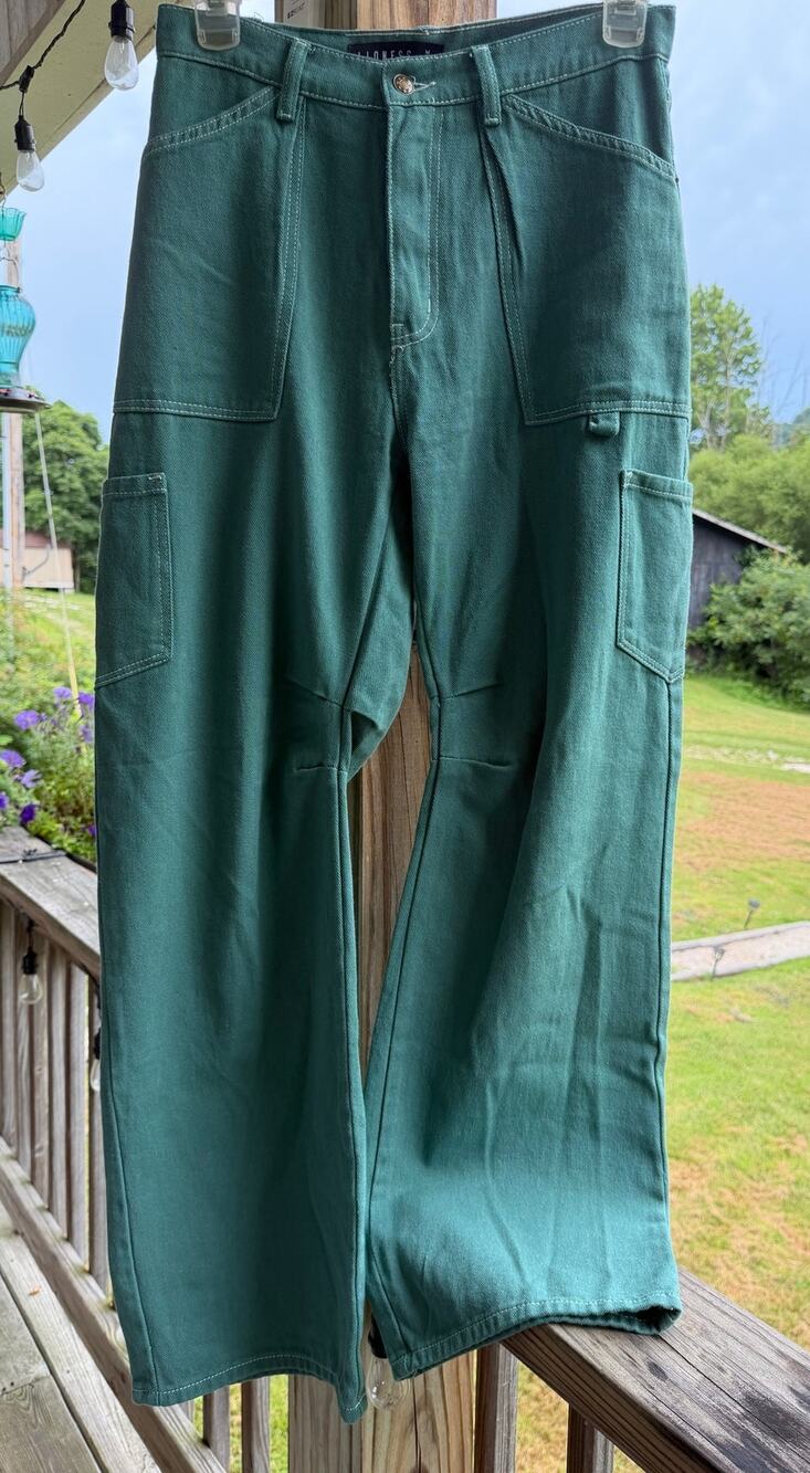 Lioness 100%Cotton Miami Vice Cargo Wide Leg Utility Green Carpenter Pants M